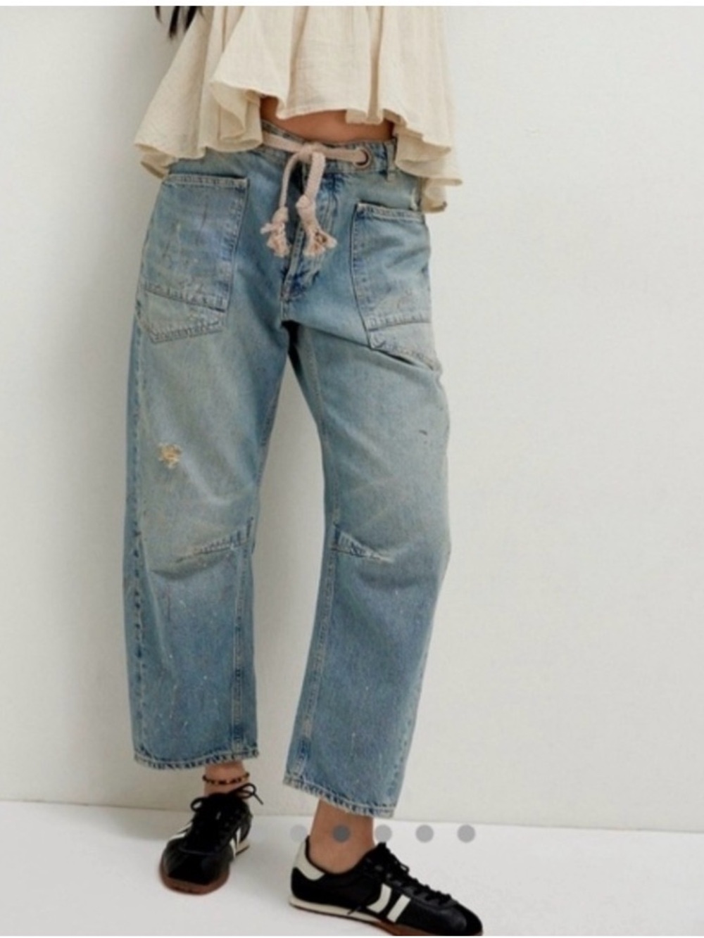 We The Free Light Blue Boyfriend Patch Jeans